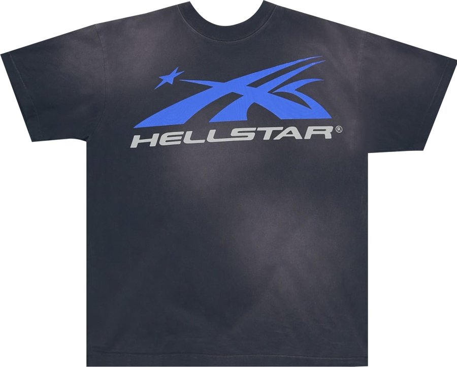 Hellstar Gel Logo Grey Blue Tee Black