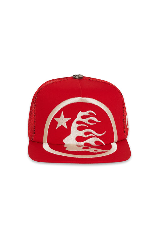 Hellstar Big Logo Trucker Snapback Hat 'Red'