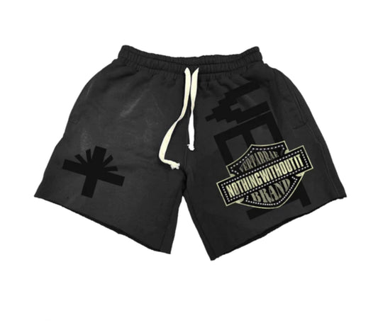 Vertabrae Black Double Emblem Shorts