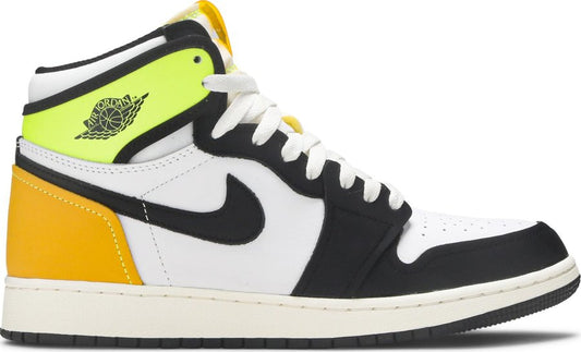 PROMO USED Jordan 1 Retro High White Black Volt University Gold (GS)