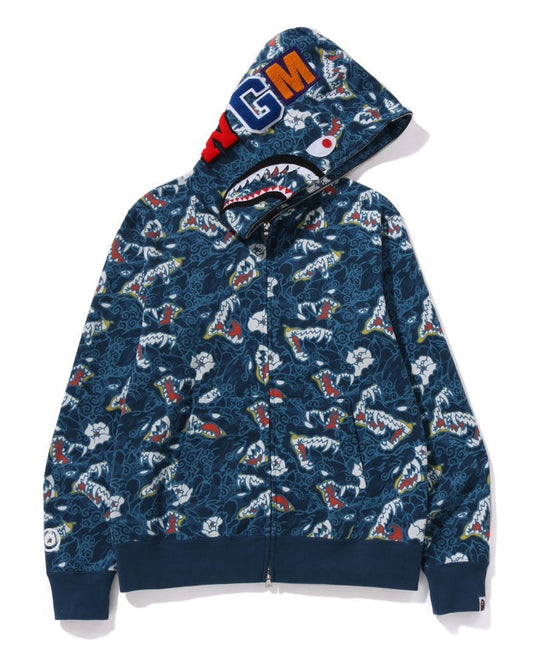 BAPE Blue Shark Camo Zip Up Hoodie