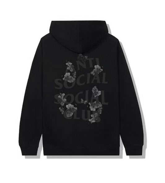 Anti Social Social Club Black Flowers Hoodie Black