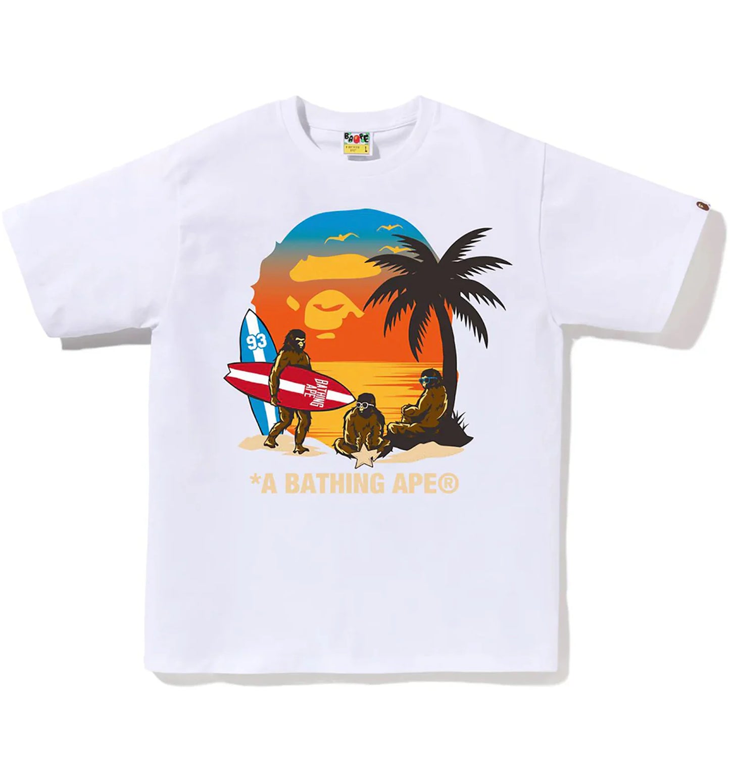 BAPE Sunset Beach Ape Head Tee White