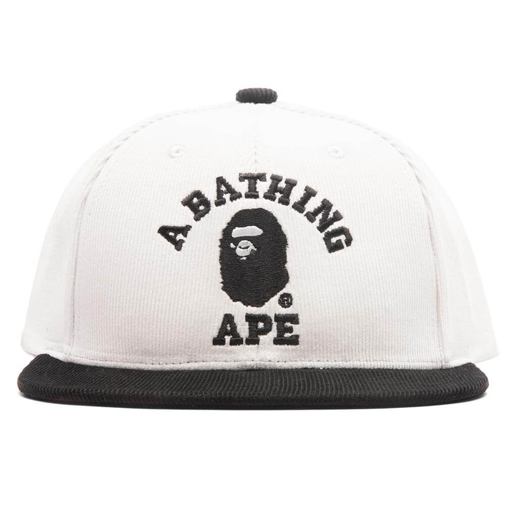 Bape White Corduroy College Cap