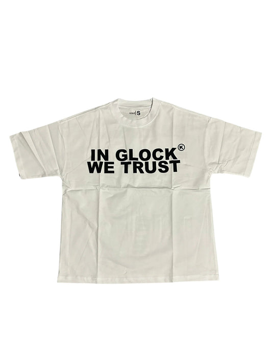 In Glock We Trust Tee Black Letters White