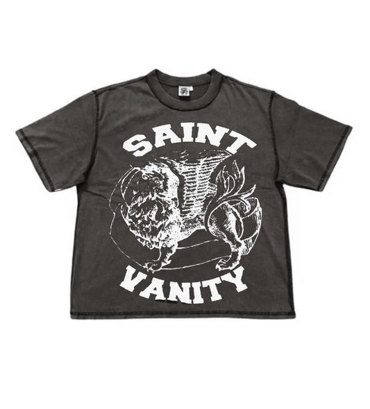 Saint Vanity White Logo Tee Grey