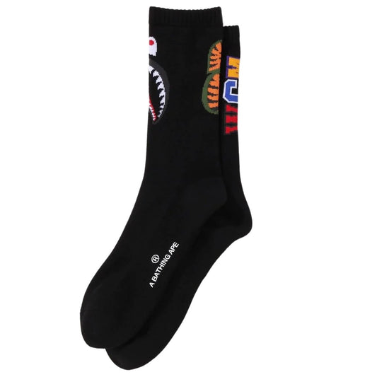 A BATHING APE men shark socks (BLACK)