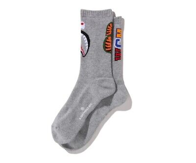 A BATHING APE men shark socks (GREY)